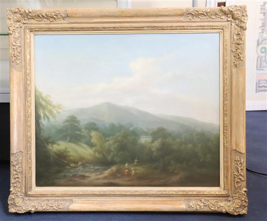 19th century English School Children at play in an extensive landscape 24.25 x 29.25in.